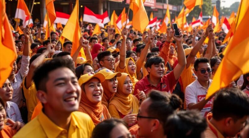 Kumpulan anggota partai Gerindra dalam acara politik.